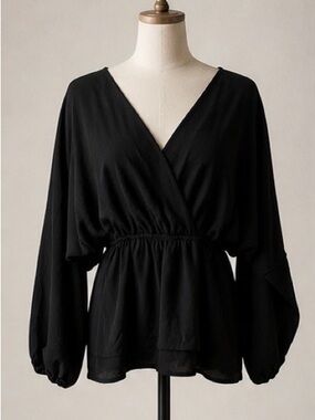 -NWT- Andree by Unit Black Draped Blouse